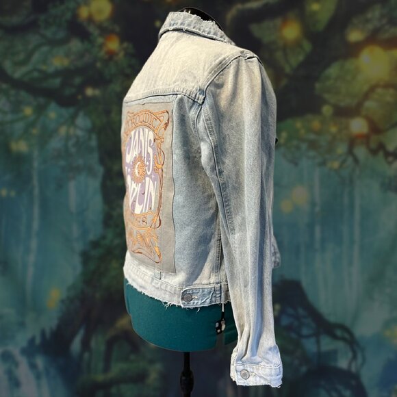 Upcycled Janis Joplin Denim Jacket | Vervet Size M | Kozmic Blues Rework - Picture 2 of 5